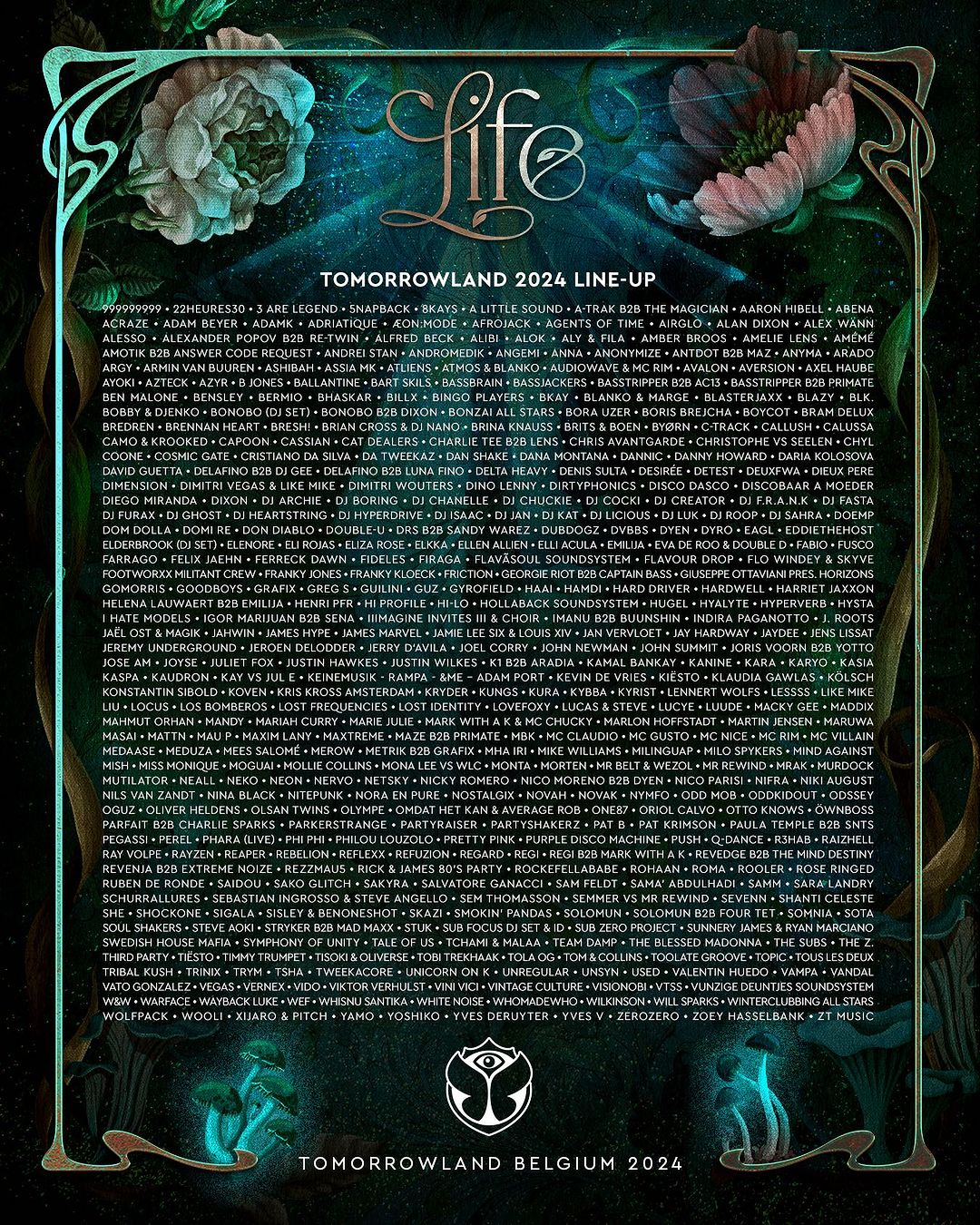 Tomorrowland Belgium 2024 Lineup