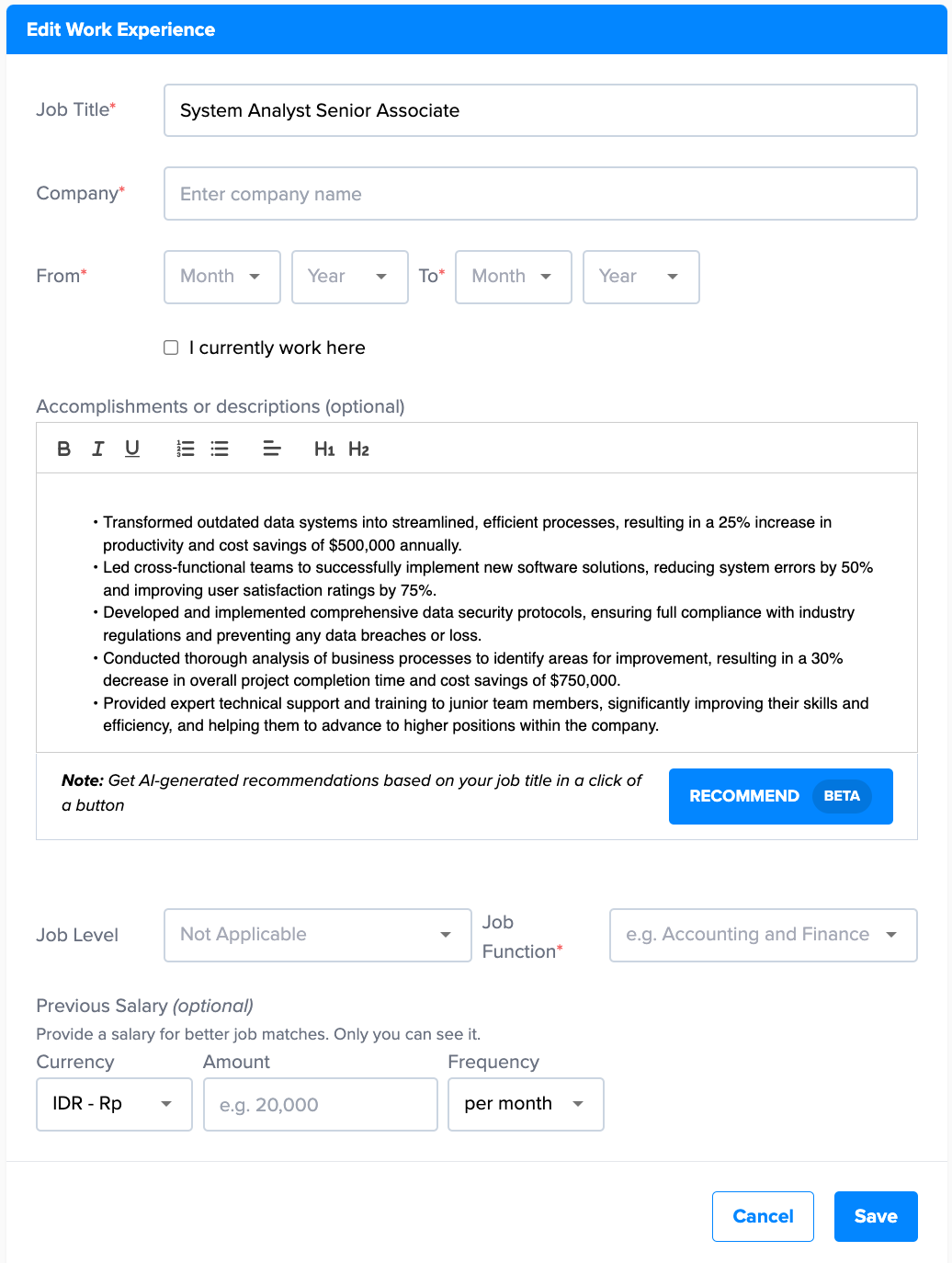 Image 3: Fitur Rekomendasi AI pada platform Kalibrr